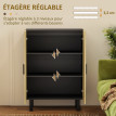 Buffet 2 portes cannage rotin KAYA aspect bois et noir