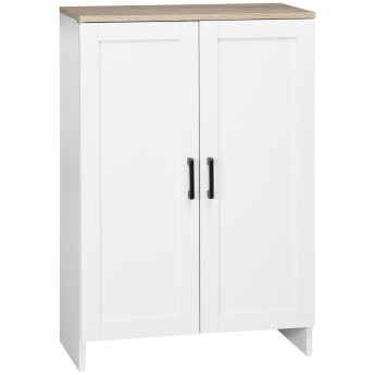 Buffet bahut 2 portes LINOA bois clair et blanc