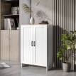 Buffet bahut 2 portes LINOA bois clair et blanc