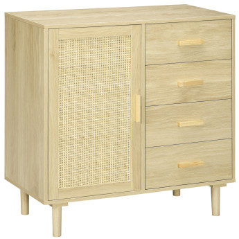 Buffet 2 portes cannage rotin NAYELA effet bois naturel