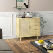 Buffet 2 portes cannage rotin NAYELA effet bois naturel