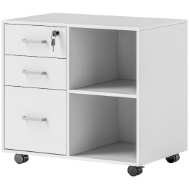 Caisson de bureau support imprimante mobile YSOLDE blanc
