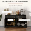 Buffet 2 portes à croisillons ELLANA noir et doré