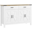 Buffet 2 portes à croisillons FARMY aspect bois et blanc