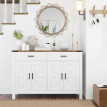 Buffet 2 portes à croisillons FARMY aspect bois et blanc