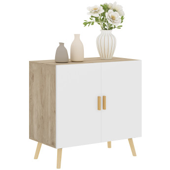 Buffet scandinave 2 portes NAORA aspect bois et blanc