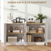Buffet design 4 portes AUREA aspect bois et blanc laqué