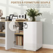 Buffet design 4 portes AUREA aspect bois et blanc laqué