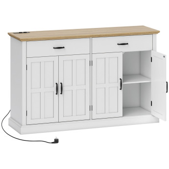 Buffet rural chic à étagères ELINEA aspect bois et blanc
