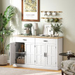 Buffet rural chic à étagères ELINEA aspect bois et blanc