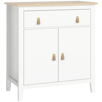 Buffet 2 portes NOVIA aspect chêne et blanc