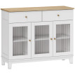 Buffet 3 portes vitrées CALISTA aspect bois et blanc