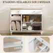 Buffet 3 portes vitrées CALISTA aspect bois et blanc