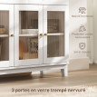 Buffet 3 portes vitrées CALISTA aspect bois et blanc