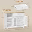 Buffet 2 portes vitrées effet cannelé ALMENA aspect bois et blanc