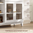 Buffet 2 portes vitrées effet cannelé ALMENA aspect bois et blanc