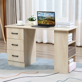 Bureau informatique 3 tiroirs LIORAN aspect bois