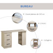Bureau informatique 3 tiroirs LIORAN aspect bois