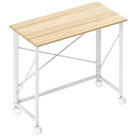 Bureau pliable KAELYS aspect chêne clair et blanc