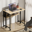 Bureau pliable à roulettes LENZA aspect chêne clair et noir