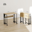 Bureau pliable à roulettes LENZA aspect chêne clair et noir