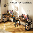 Bureau industriel multi-rangement RUSTIKA aspect bois vieilli