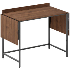 Bureau 2 rallonges pliables VELIA aspect noyer et noir