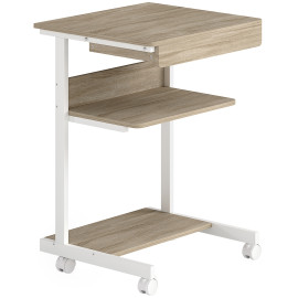 Station informatique bureau LENZO aspect chêne et blanc
