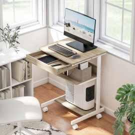 Station informatique bureau LENZO aspect chêne et blanc