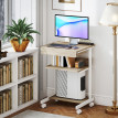 Station informatique bureau LENZO aspect chêne et blanc