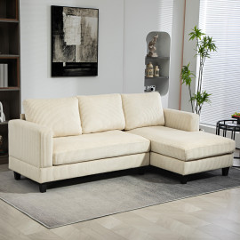 Canapé d’angle 3 places ASEL velours beige