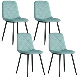 95 Lot de 4 chaises design Chesterfield VELURA velours vert d’eau