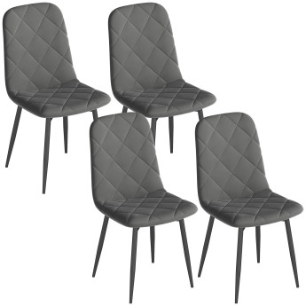 Lot de 4 chaises design Chesterfield TELURI velours gris