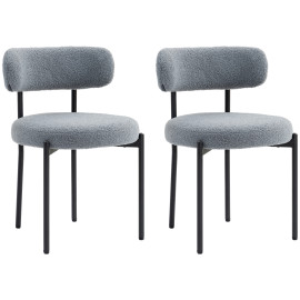 Lot de 2 chaises de salon laine bouclée STANFORD gris
