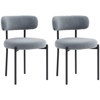 Lot de 2 chaises de salon laine bouclée STANFORD gris