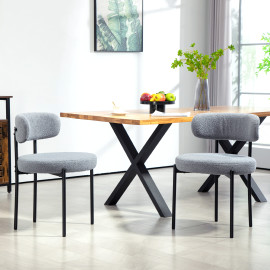 Lot de 2 chaises de salon laine bouclée STANFORD gris