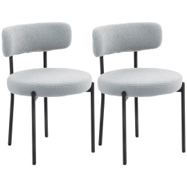 Lot de 2 chaises de salon laine bouclée DILFORD gris clair