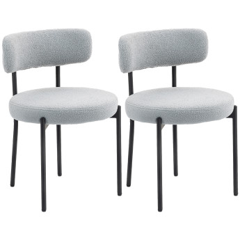 Lot de 2 chaises de salon laine bouclée DILFORD gris clair