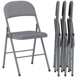 Lot de 4 chaises pliantes RYAN velours gris clair