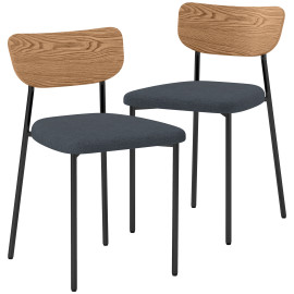 Lot de 2 chaises de salon ETHAN effet bois naturel et gris