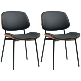 Lot de 2 chaises design HARPER noir et marron