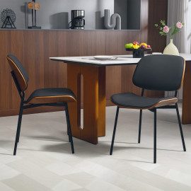 Lot de 2 chaises design HARPER noir et marron