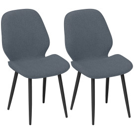 Lot de 2 chaises de salon design CALEB tissu effet lin gris