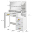 Coiffeuse miroir LED 4 tiroirs CHLOË blanche et or