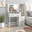 Coiffeuse miroir LED 4 tiroirs CHLOË blanche et or