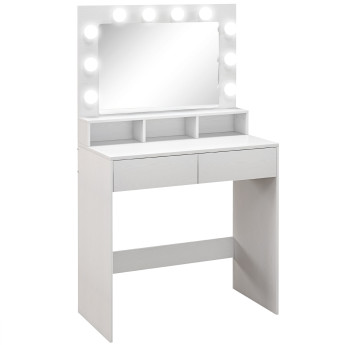 Coiffeuse miroir Hollywood 3 modes AVA blanche