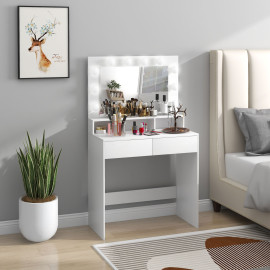 Coiffeuse miroir Hollywood 3 modes AVA blanche