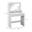 Coiffeuse miroir Hollywood 3 modes AVA blanche