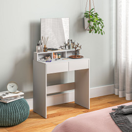 Coiffeuse grand miroir SIERRA blanche