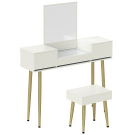 Ensemble coiffeuse tabouret HAILEY blanc